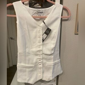 Elegant White Button Up Vest Top